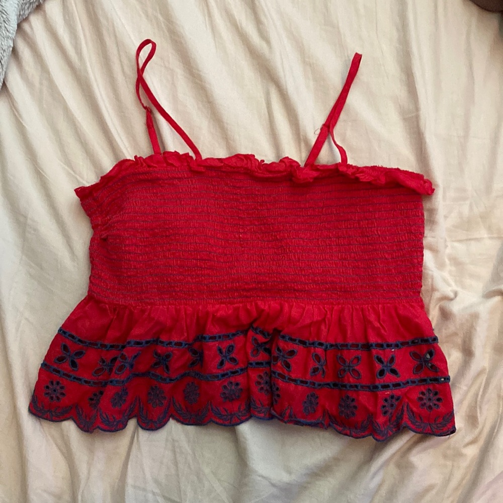 Red and blue crop top